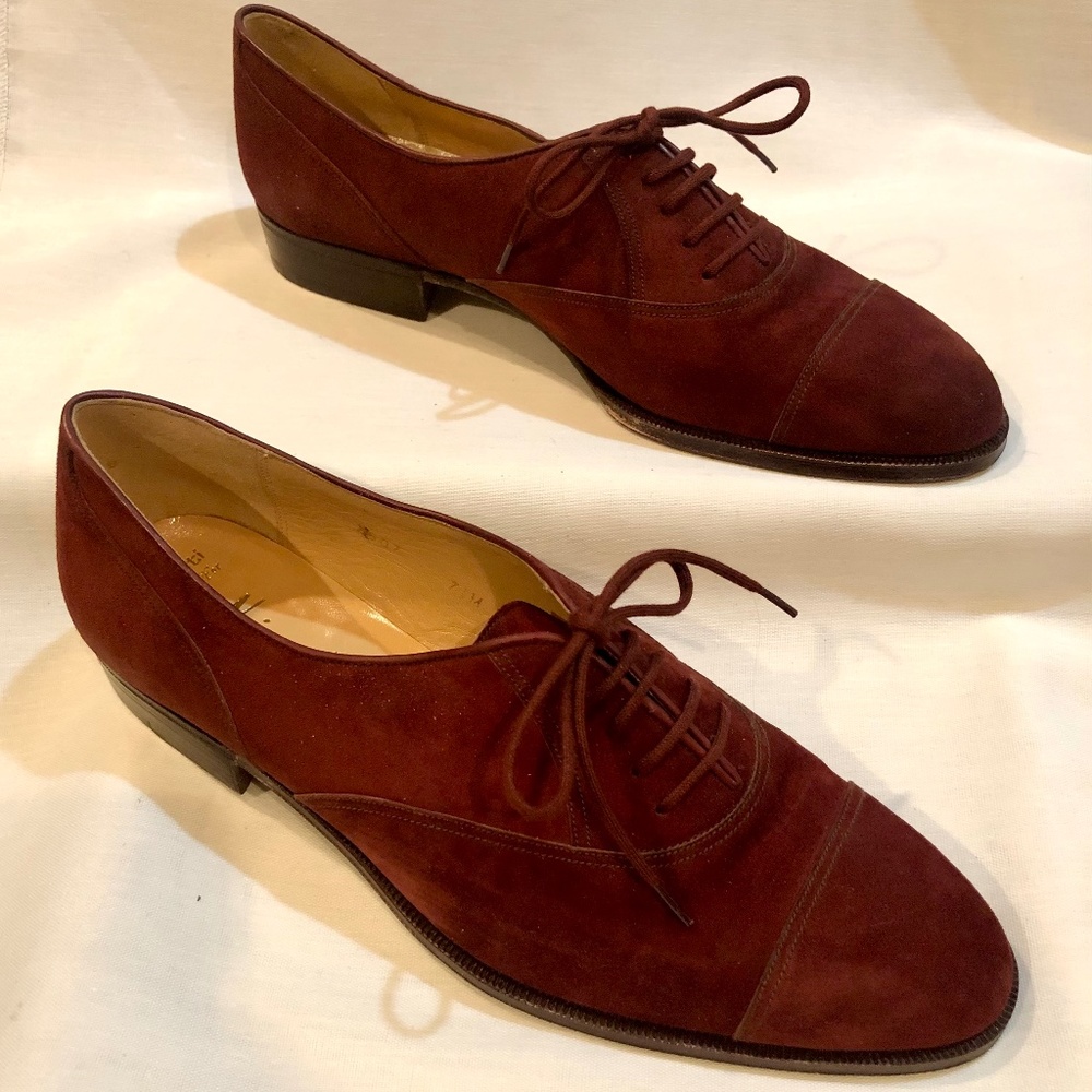 Vintage Gravati for Neiman Marcus Deep Red Suede Oxfords with Matching Laces